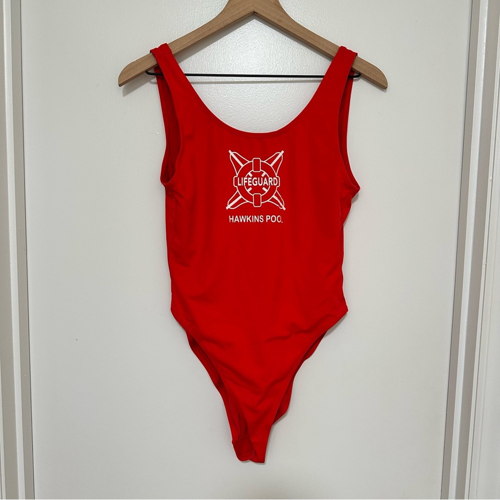 DIVIDED | Stranger Things Hawkins Pool Red Lifeguard One Piece Swimsuit